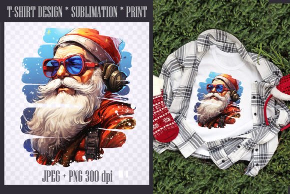 Cool Santa Christmas Design: A Transparent PNG for Modern Projects