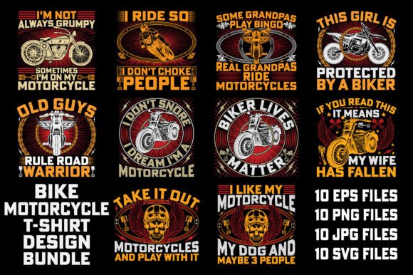 Motorcycle T-Shirt Design Bundle: Biker Graphics for Creative Projects