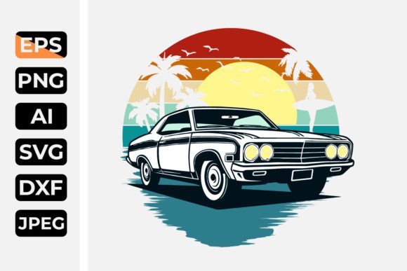 Retro Vintage Car T-shirt Design: A Timeless Graphic Asset
