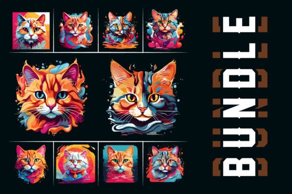 Watercolor Cat T-Shirt Design Bundle: Creative Asset Review
