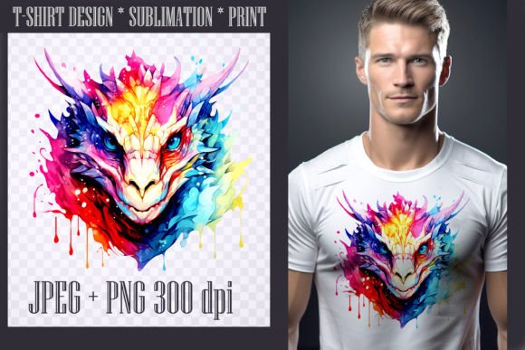 Watercolor Fantasy Dragon Design: A Versatile Creative Asset