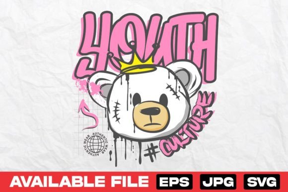 Youth Culture Bear Doll T-Shirt: A Vector Design for Modern Streetwear